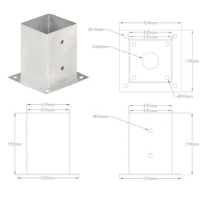 Ancoraggi Pali 4 pz in Metallo Zincato 101 mm cod mxl 58248