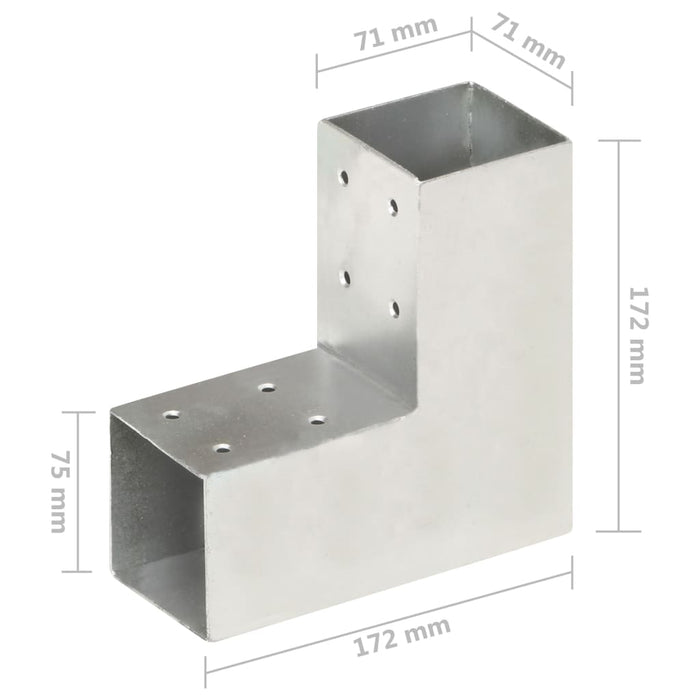 Connettore per Pali a Forma di L in Metallo Zincato 71x71 mm 145453