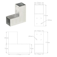 Connettori per Pali a Forma di L 4 pz Metallo Zincato 71x71 mm cod mxl 57970