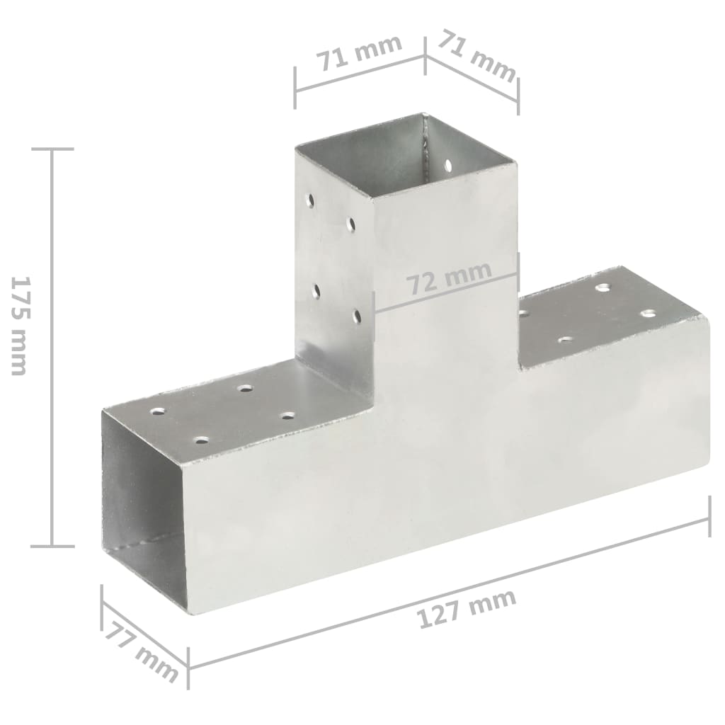 Connettore per Pali a Forma di T in Metallo Zincato 71x71 mm cod mxl 56218