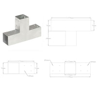 Connettore per Pali a Forma di T in Metallo Zincato 71x71 mm cod mxl 56218