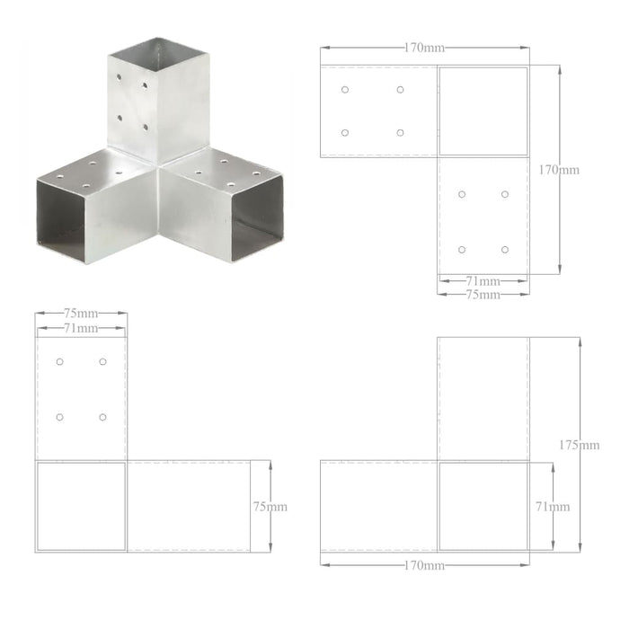 Connettore per Pali a Forma di Y in Metallo Zincato 71x71 mm 145457