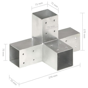 Connettori per Pali a Forma di X 4 pz in Metallo Zincato 71x71 mm 145460