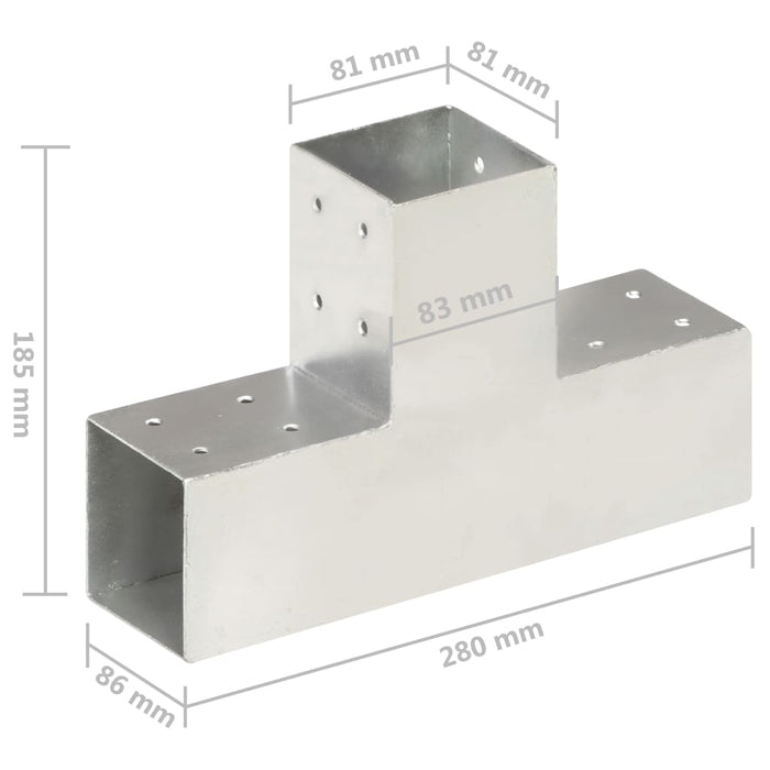 Connettore per Pali a Forma di T in Metallo Zincato 81x81 mm cod mxl 70522