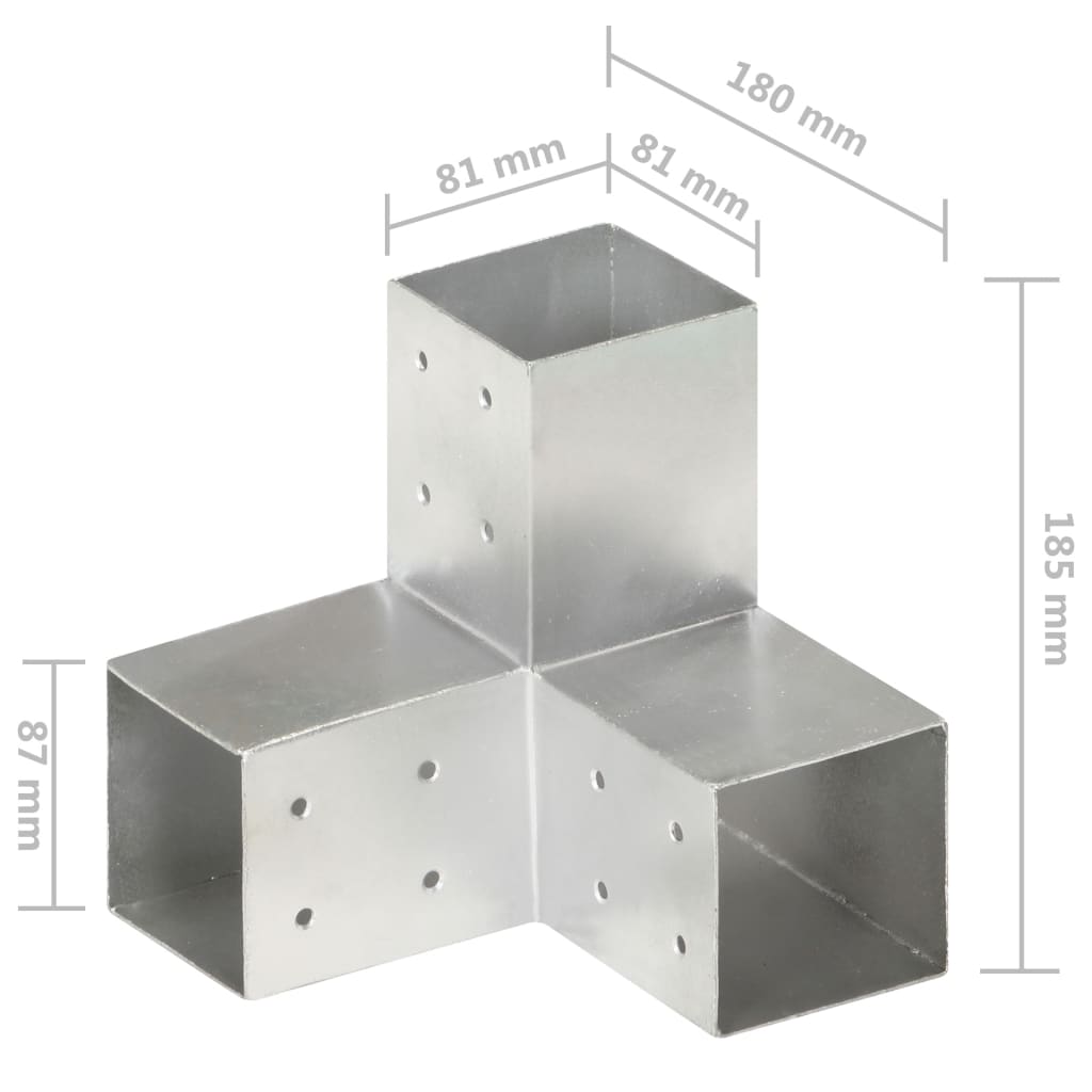 Connettori per Pali a Forma di Y 4 pz Metallo Zincato 81x81 mm 145466