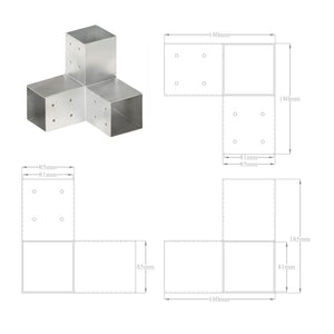 Connettori per Pali a Forma di Y 4 pz Metallo Zincato 81x81 mm 145466