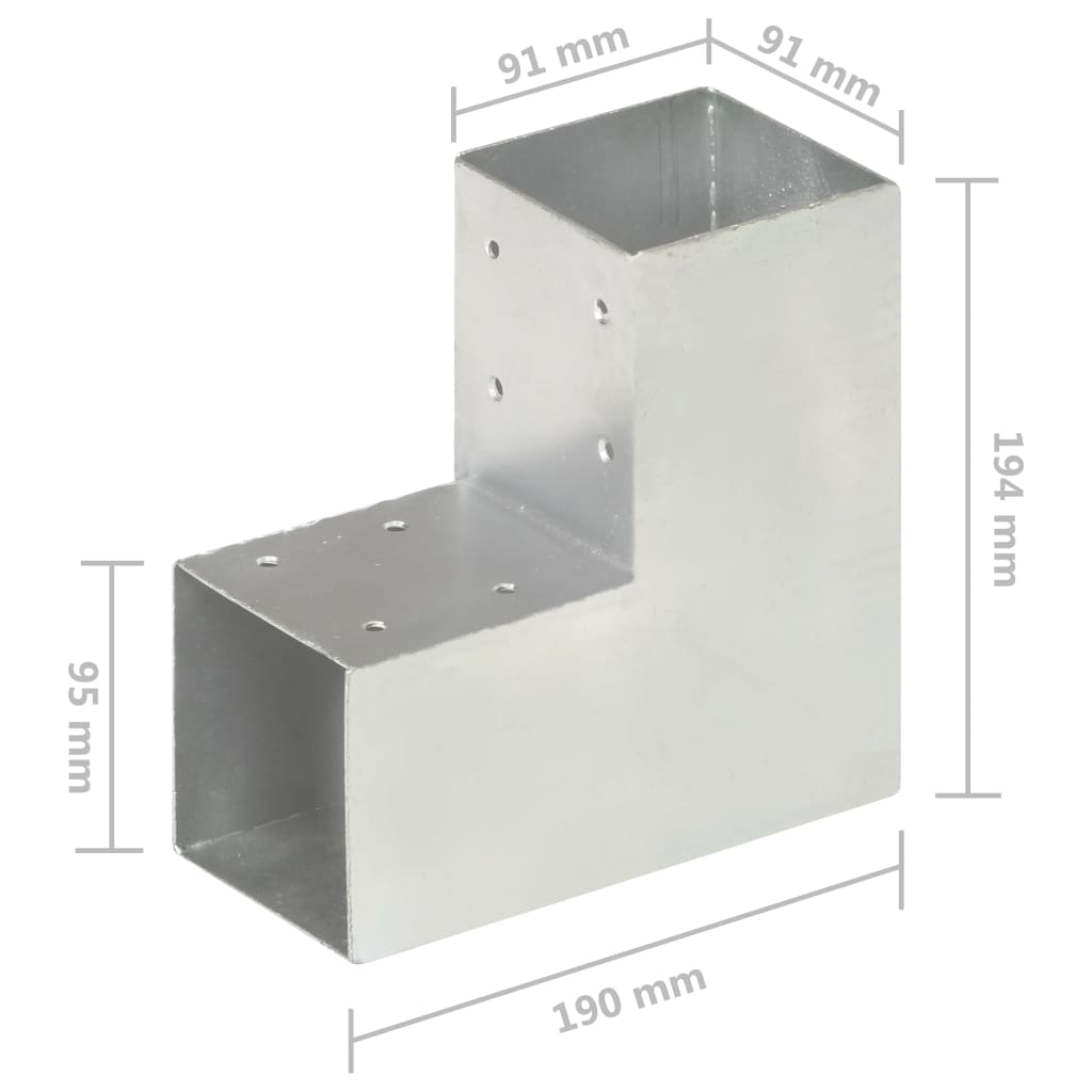 Connettore per Pali a Forma di L in Metallo Zincato 91x91 mm 145469