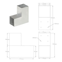 Connettori per Pali a Forma di L 4 pz Metallo Zincato 91x91 mm 145470