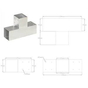 Connettore per Pali a Forma di T in Metallo Zincato 91x91 mm cod mxl 72322