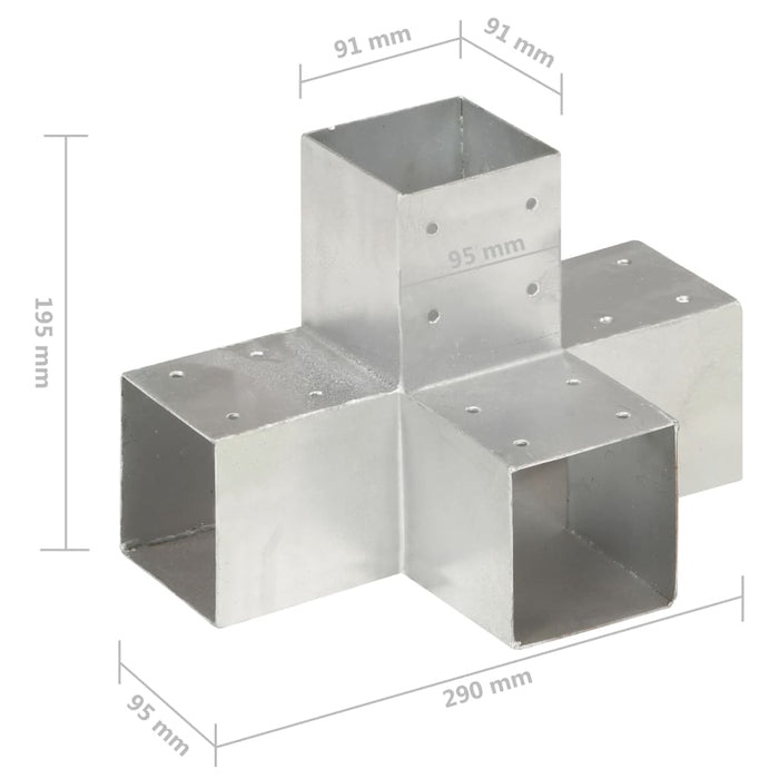 Connettori per Pali a Forma di X 4 pz in Metallo Zincato 91x91 mm cod mxl 66313