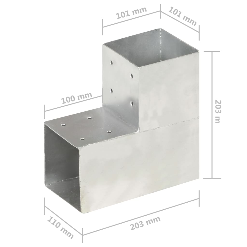 Connettori Pali a Forma di L 4 pz in Metallo Zincato 101x101 mm cod mxl 55869