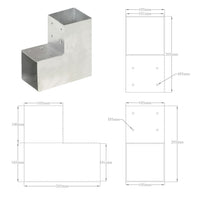 Connettori Pali a Forma di L 4 pz in Metallo Zincato 101x101 mm cod mxl 55869