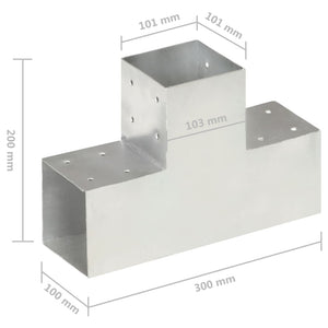 Connettore per Pali a Forma di T in Metallo Zincato 101x101 mm cod mxl 55206