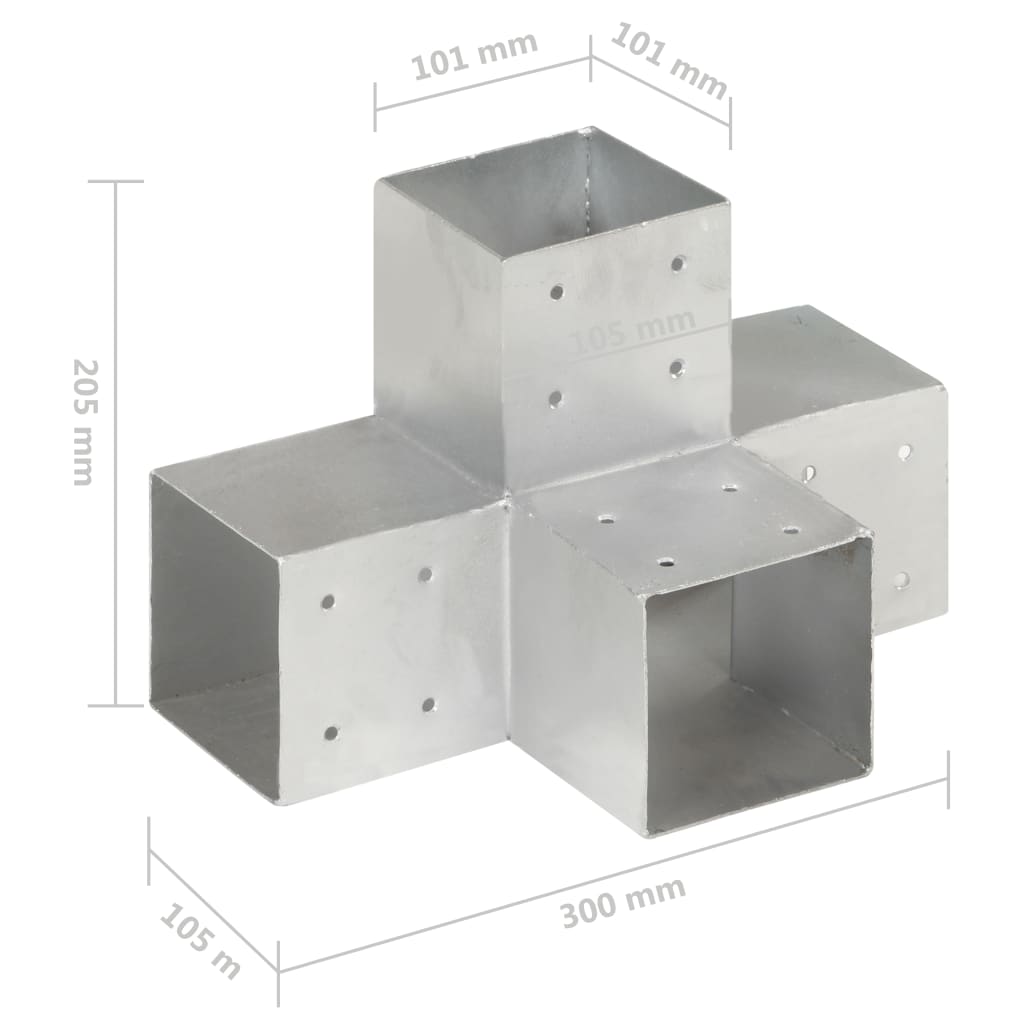 Connettore per Pali a Forma di X in Metallo Zincato 101x101 mm 145483