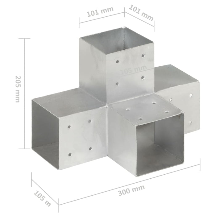 Connettore per Pali a Forma di X in Metallo Zincato 101x101 mm 145483