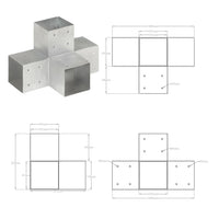 Connettori Pali a Forma di X 4 pz in Metallo Zincato 101x101 mm cod mxl 69449