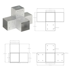 Connettori Pali a Forma di X 4 pz in Metallo Zincato 101x101 mm 145484