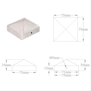 Tappi per Pali a Piramide 6 pz in Metallo Zincato 71x71 mm 145489