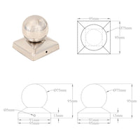 Tappi per Pali 6 pz Estremità a Globo in Acciaio Inox 91x91 mm