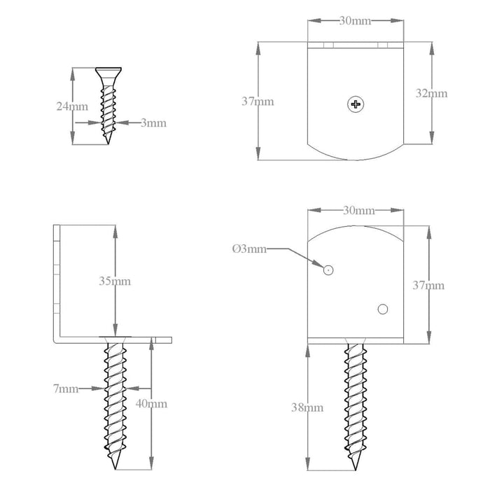 Staffe per Pannello di Recinzione 4 pz a L in Metallo Zincato 145504