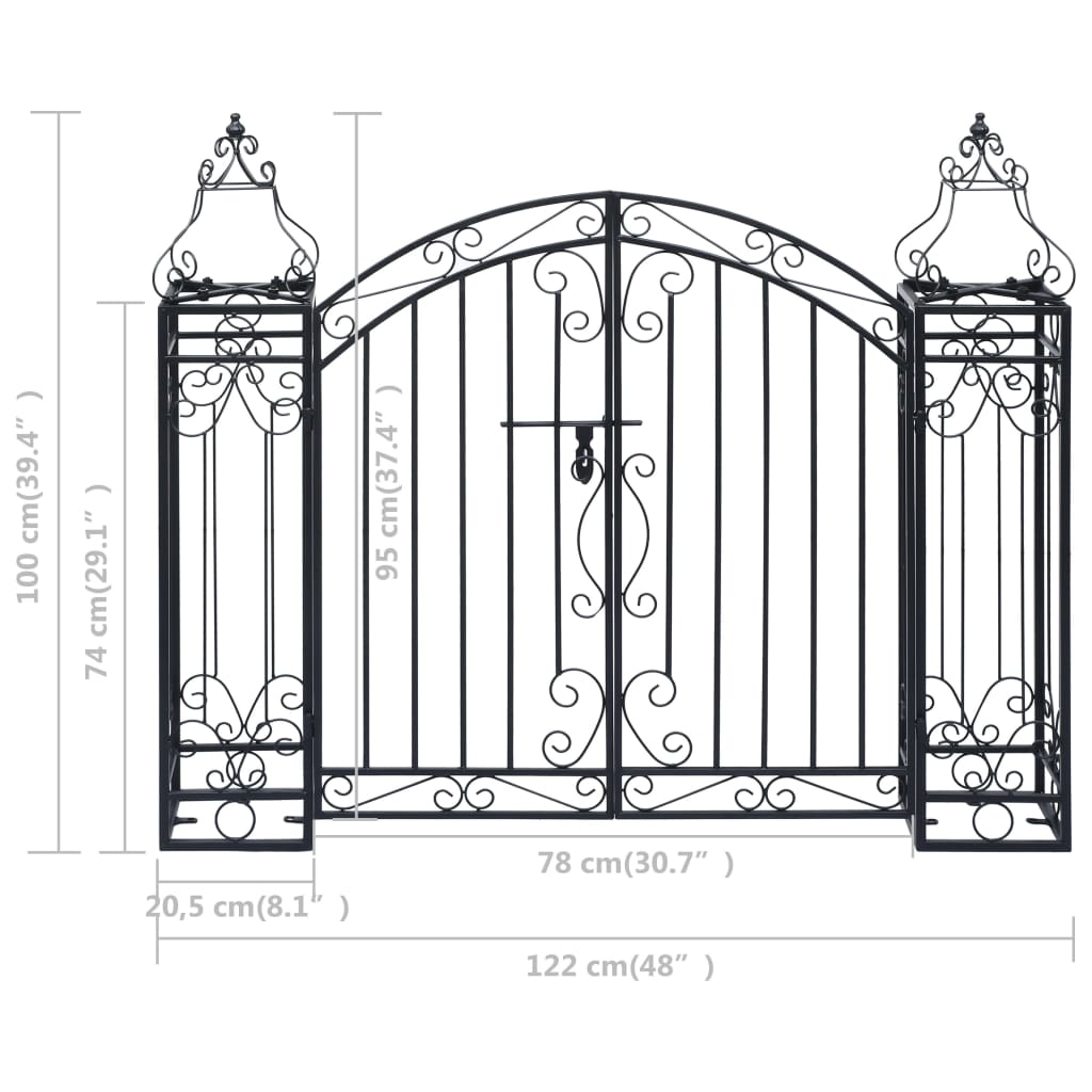 Cancello Ornamentale da Giardino Ferro Battuto 22x20,5x100 cm 49419