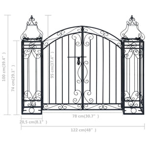 Cancello Ornamentale da Giardino Ferro Battuto 22x20,5x100 cm 49419