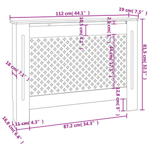 Copertura per Radiatore Antracite 112x19x81 cm in MDF cod mxl 65461