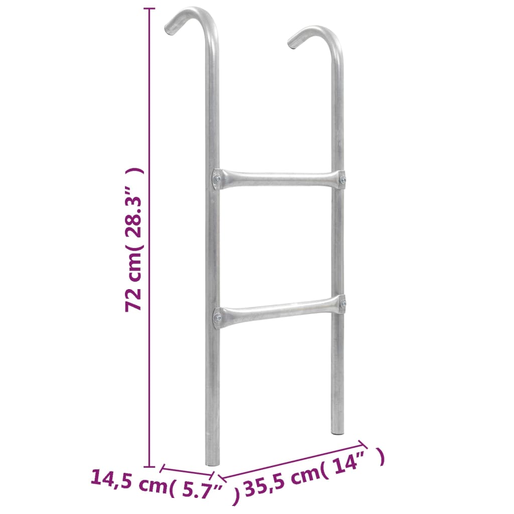 Scaletta per Trampolino 2 Gradini in Acciaio Argento 72 cm 92408