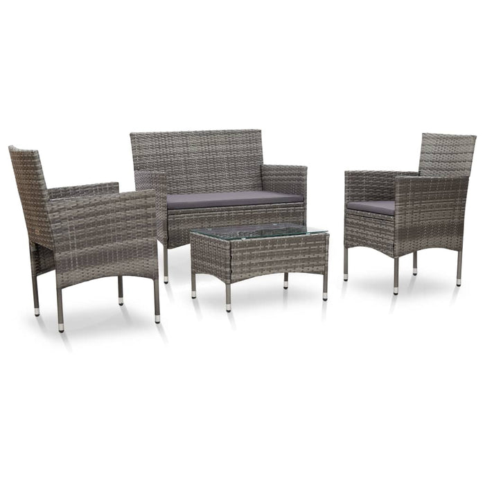 Set Divani da Giardino 4 pz con Cuscini in Polyrattan Grigio 45812