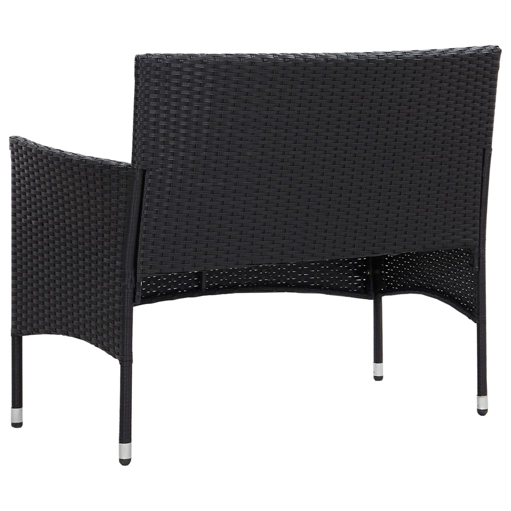 Set Divani da Giardino 4 pz con Cuscini in Polyrattan Nero cod mxl 41212