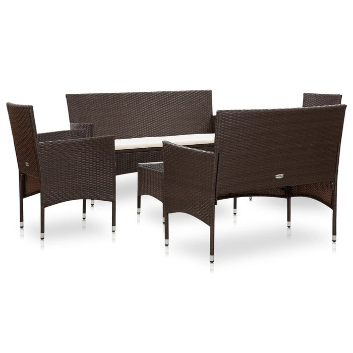 Set Divani da Giardino 5 pz con Cuscini in Polyrattan Marrone cod mxl 35781