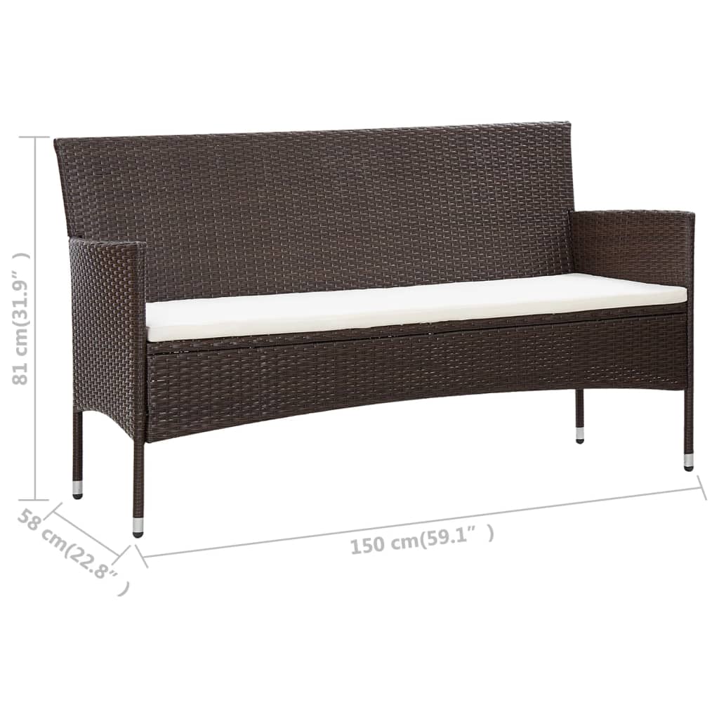 Set Divani da Giardino 5 pz con Cuscini in Polyrattan Marrone 45892