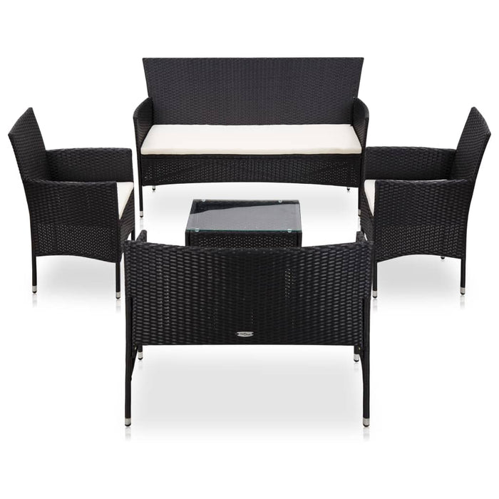 Set Divani da Giardino 5 pz con Cuscini in Polyrattan Nero cod mxl 35127