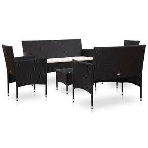 Set Divani da Giardino 5 pz con Cuscini in Polyrattan Nero cod mxl 35127