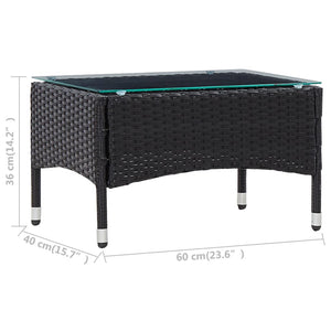 Tavolino da Caffè Nero 60x40x36 cm in Polyrattan cod mxl 34459