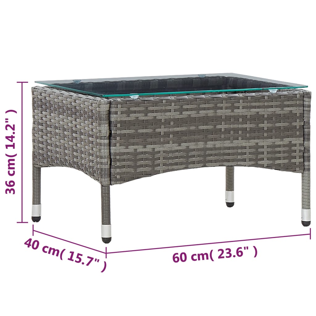 Tavolino da Caffè Grigio 60x40x36 cm in Polyrattan 45908