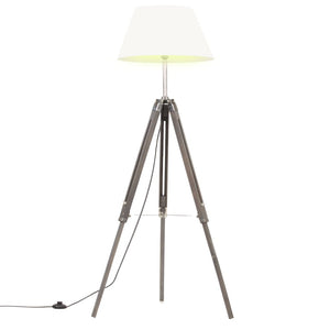 Lampada a Treppiede Grigio e Bianco in Legno di Teak 141 cm 288073