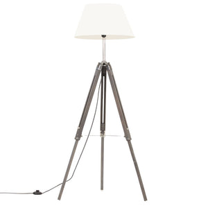 Lampada a Treppiede Grigio e Bianco in Legno di Teak 141 cm 288073