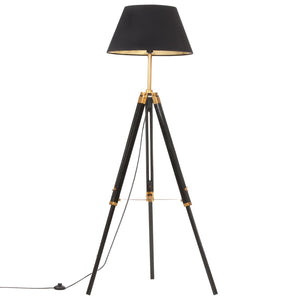 Lampada a Treppiede Nero e Oro in Massello di Teak 141 cm 288076