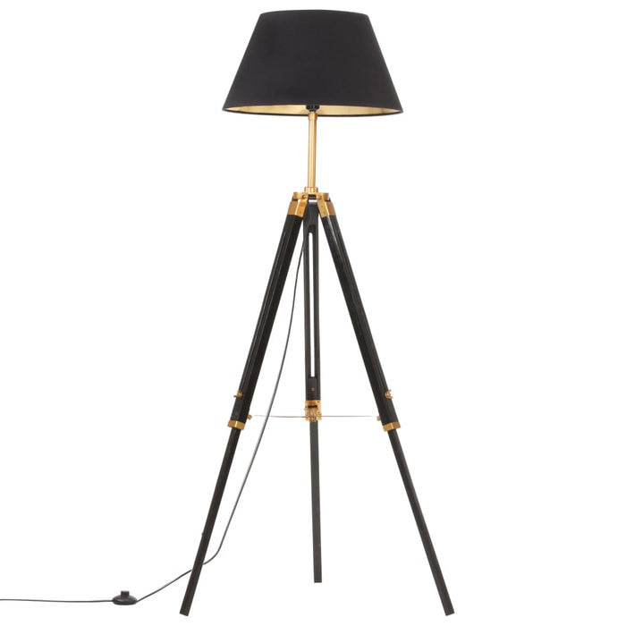 Lampada a Treppiede Nero e Oro in Massello di Teak 141 cm 288076