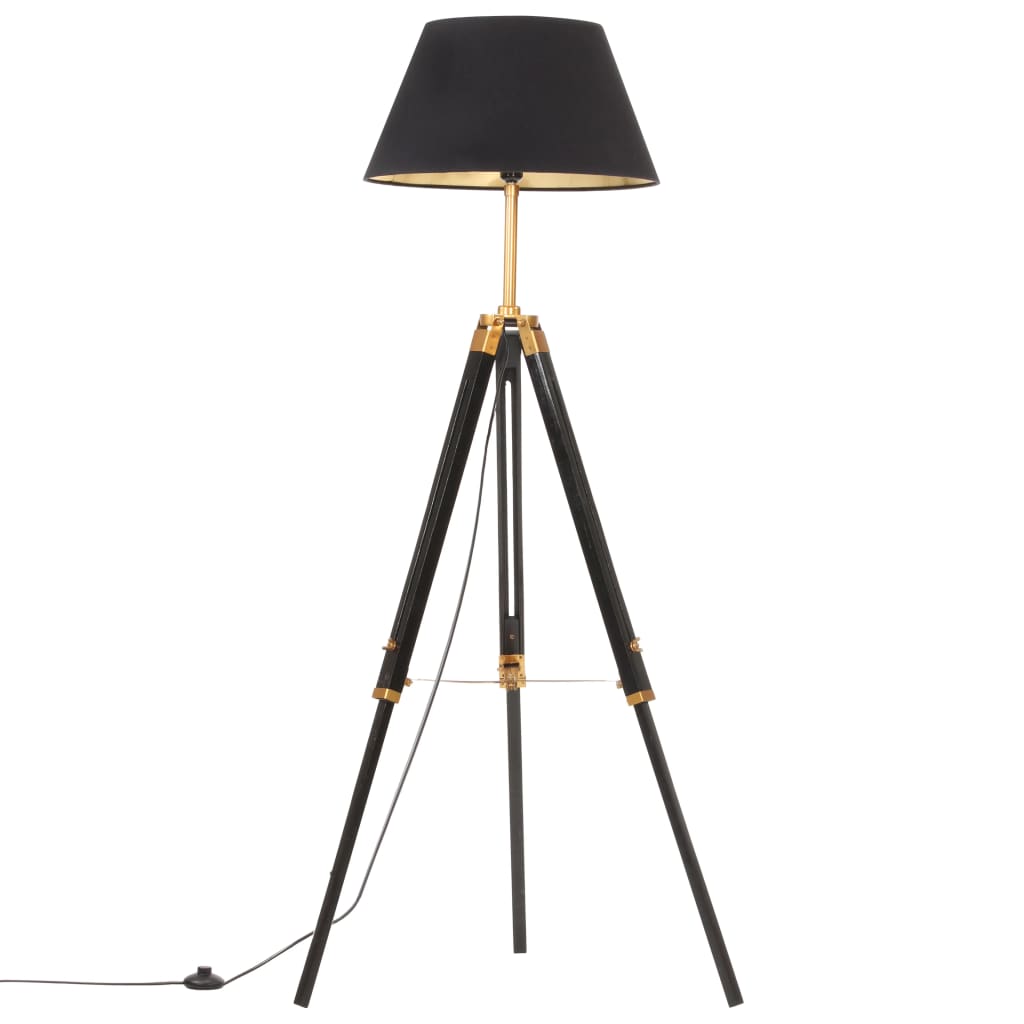 Lampada a Treppiede Nero e Oro in Massello di Teak 141 cm cod mxl 78725