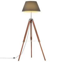 Lampada a Treppiede Marrone e Nero in Legno di Teak 141 cm