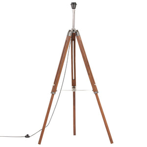 Lampada a Treppiede Marrone e Nero in Legno di Teak 141 cm