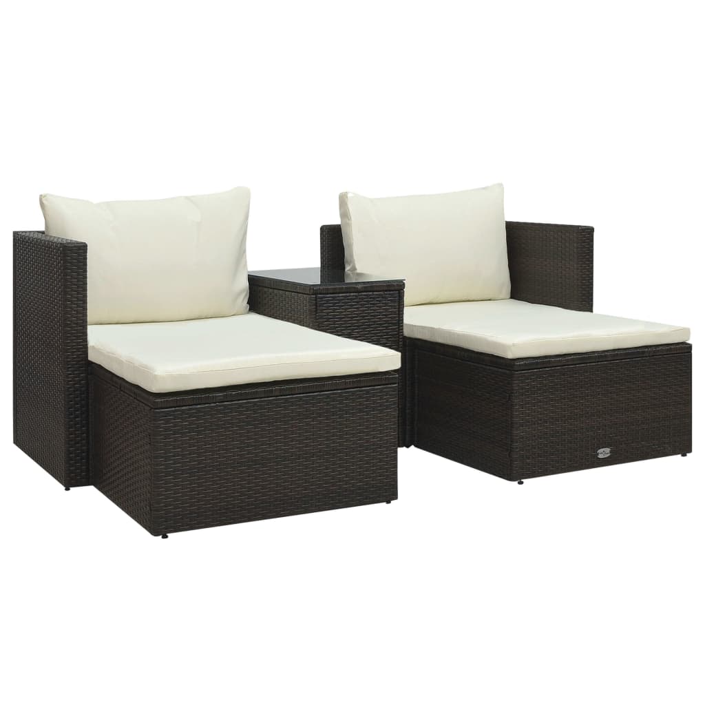 Set Divani da Giardino 5 pz con Cuscini in Polyrattan Marrone