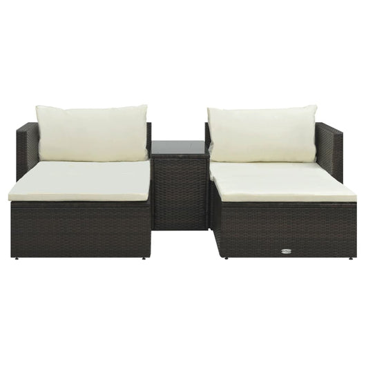 Set Divani da Giardino 5 pz con Cuscini in Polyrattan Marrone