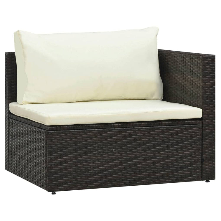 Set Divani da Giardino 5 pz con Cuscini in Polyrattan Marrone