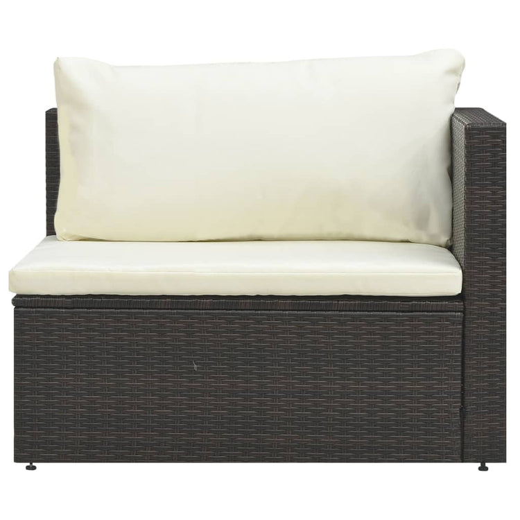 Set Divani da Giardino 5 pz con Cuscini in Polyrattan Marrone