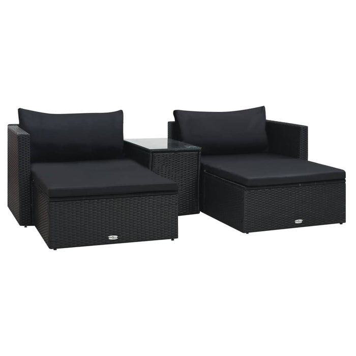 Set Divani da Giardino 5 pz con Cuscini in Polyrattan Nero cod mxl 53671