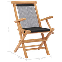 Sedie da Giardino Pieghevoli 2pz Legno Massello di Teak e Corda 49362