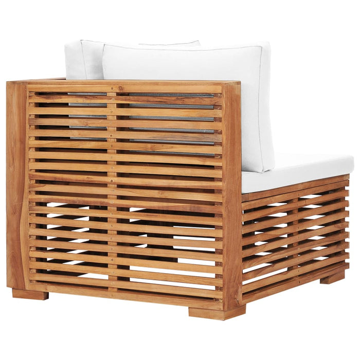 Divano Angolare da Giardino con Cuscino Crema Massello di Teak 49375